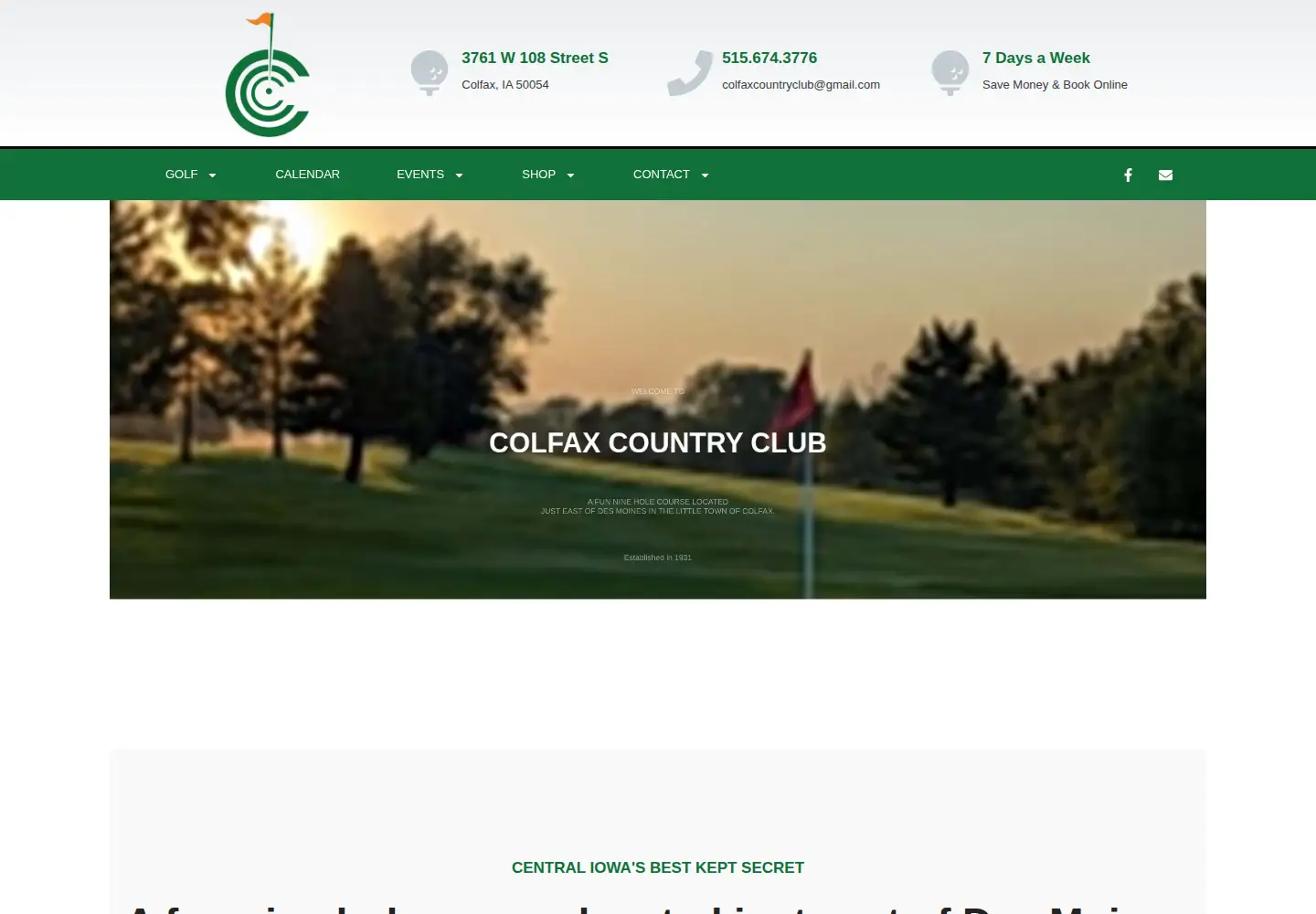 Screenshot of colfaxcountryclub.com