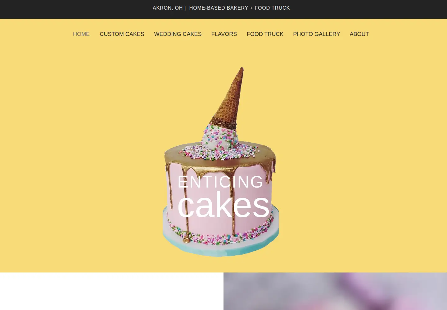 Captured homepage of enticingbakery.com in the current scan