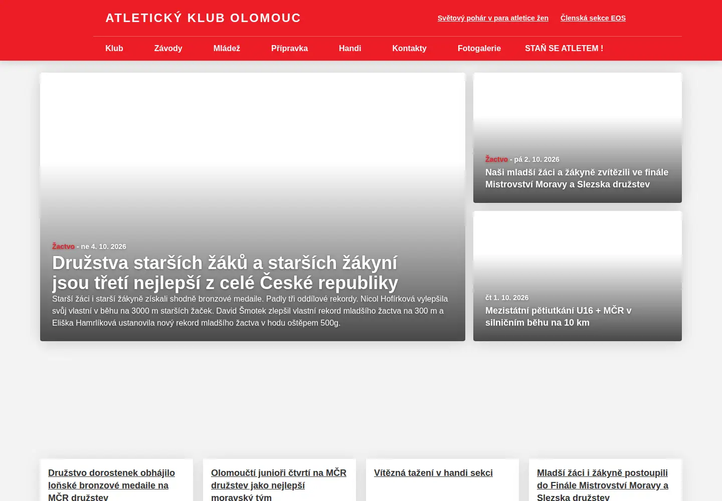 Screenshot of atletikaolomouc.cz