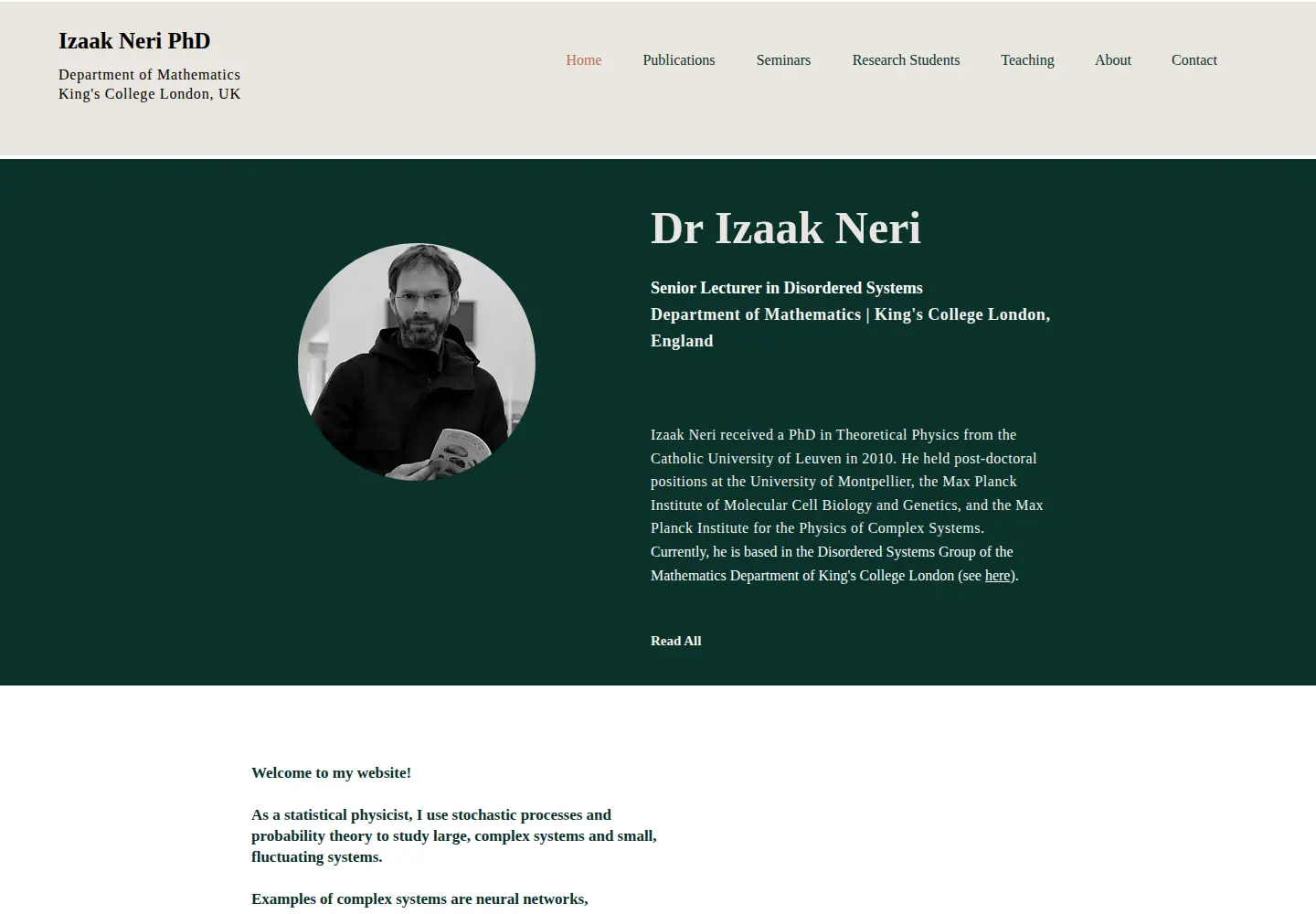 Captured homepage of izaakneri.com in the current scan