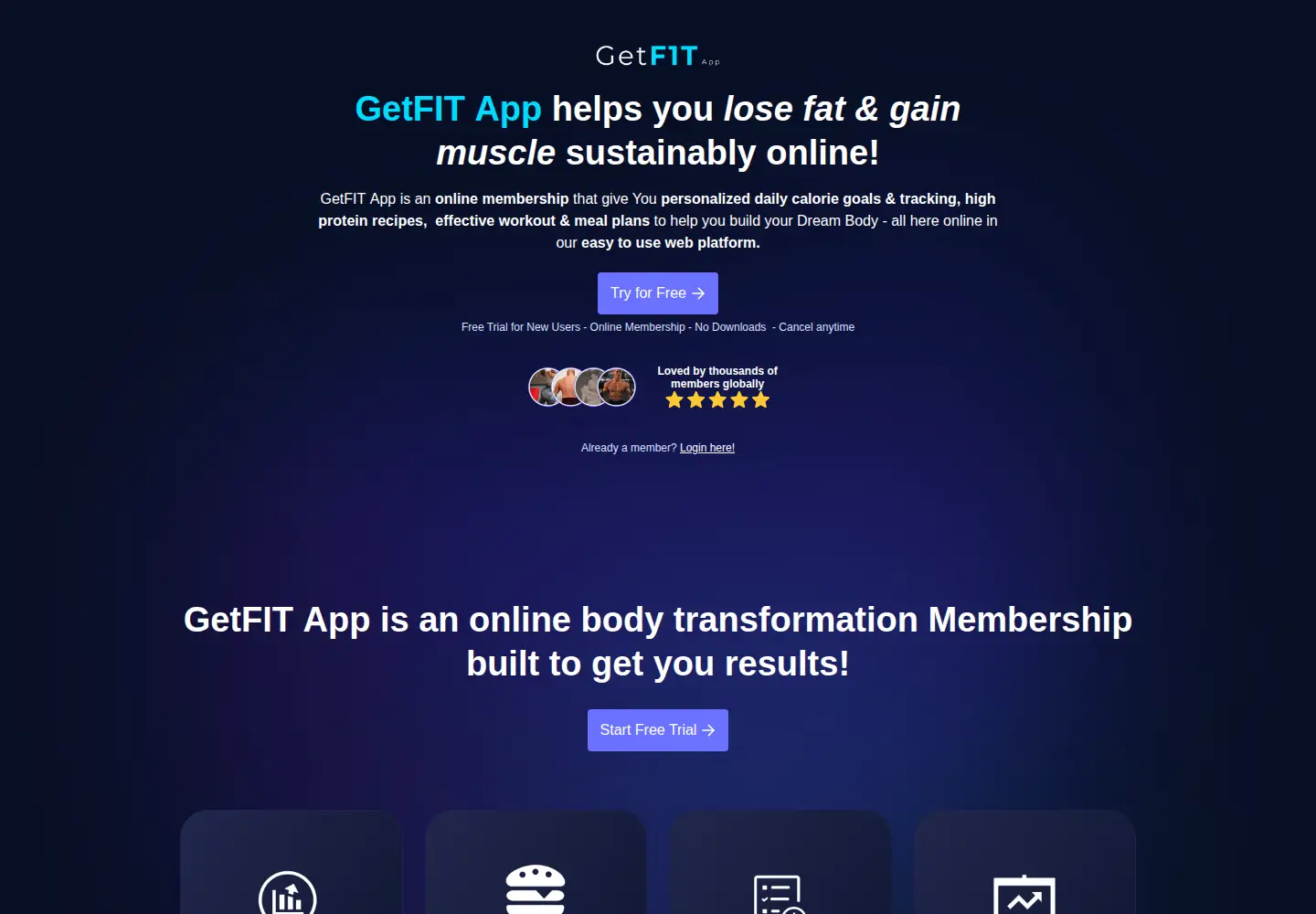 Captured homepage of joingetfitapp.com in the current scan