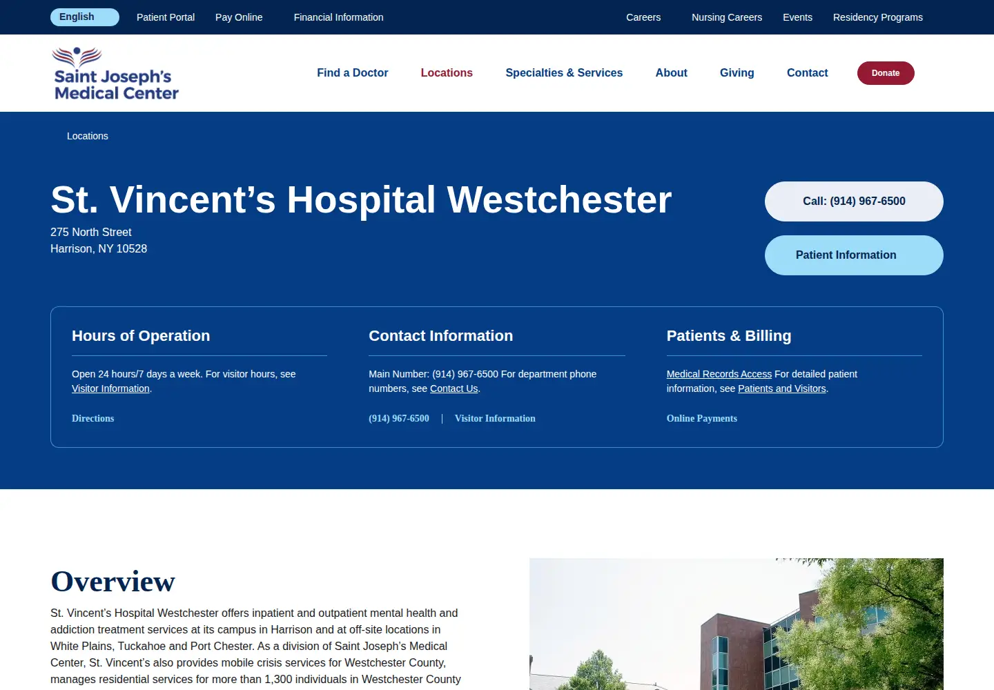 Screenshot of stvincentswestchester.org
