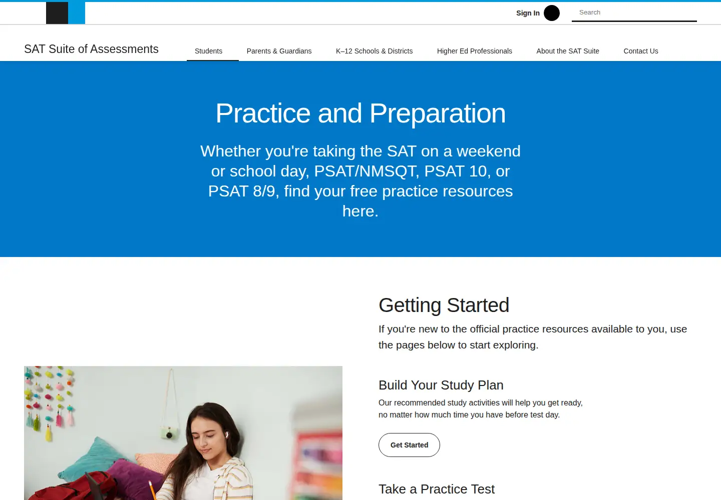Screenshot of satpractice.org