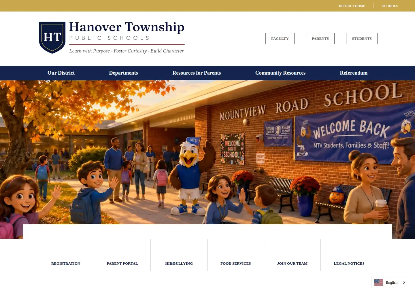 Screenshot of hanovertwpschools.com