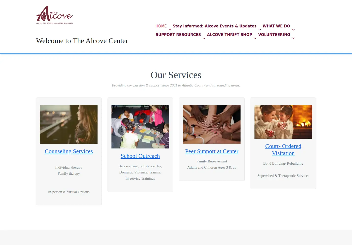 Captured homepage of thealcove.org in the current scan