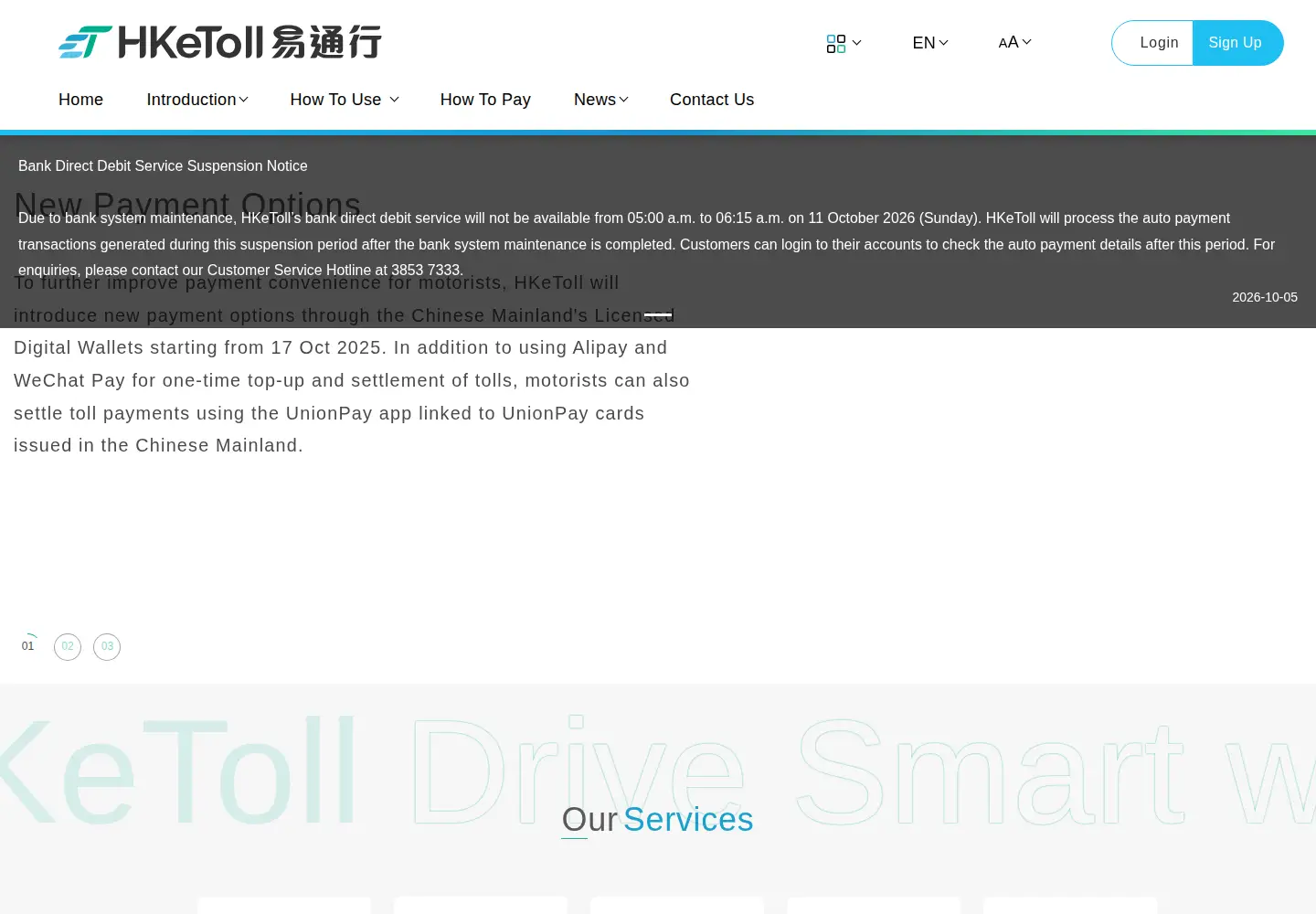 Screenshot of hketoll.gov.hk