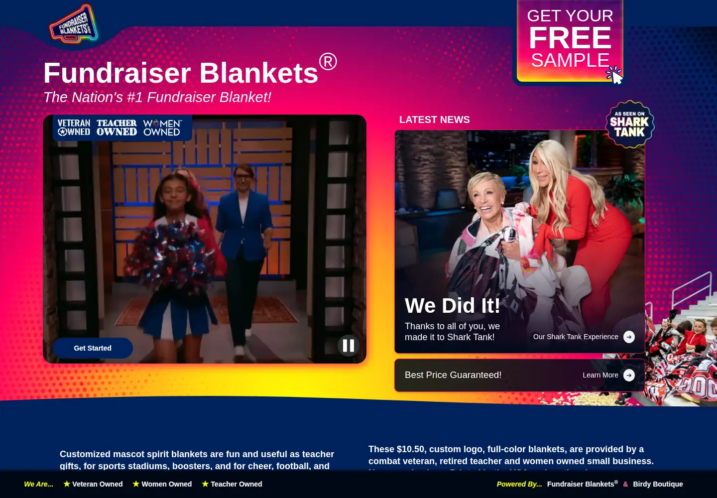 Captured homepage of fundraiserblankets.com in the current scan