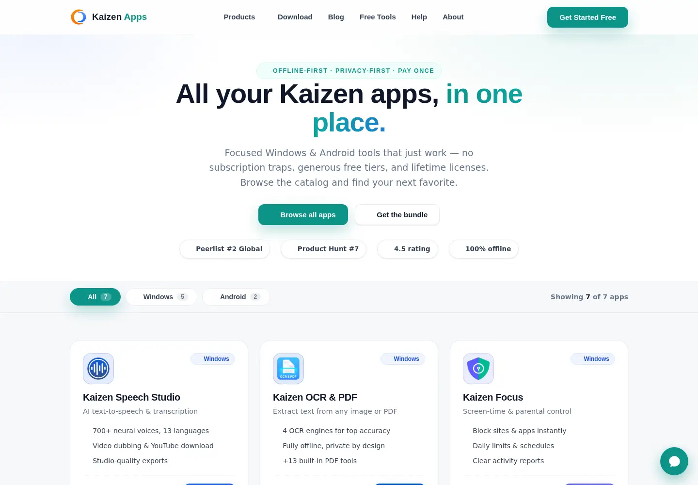 Screenshot of kaizen-apps.com
