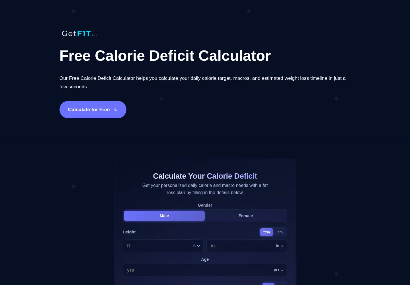 Screenshot of calorie-deficit.com