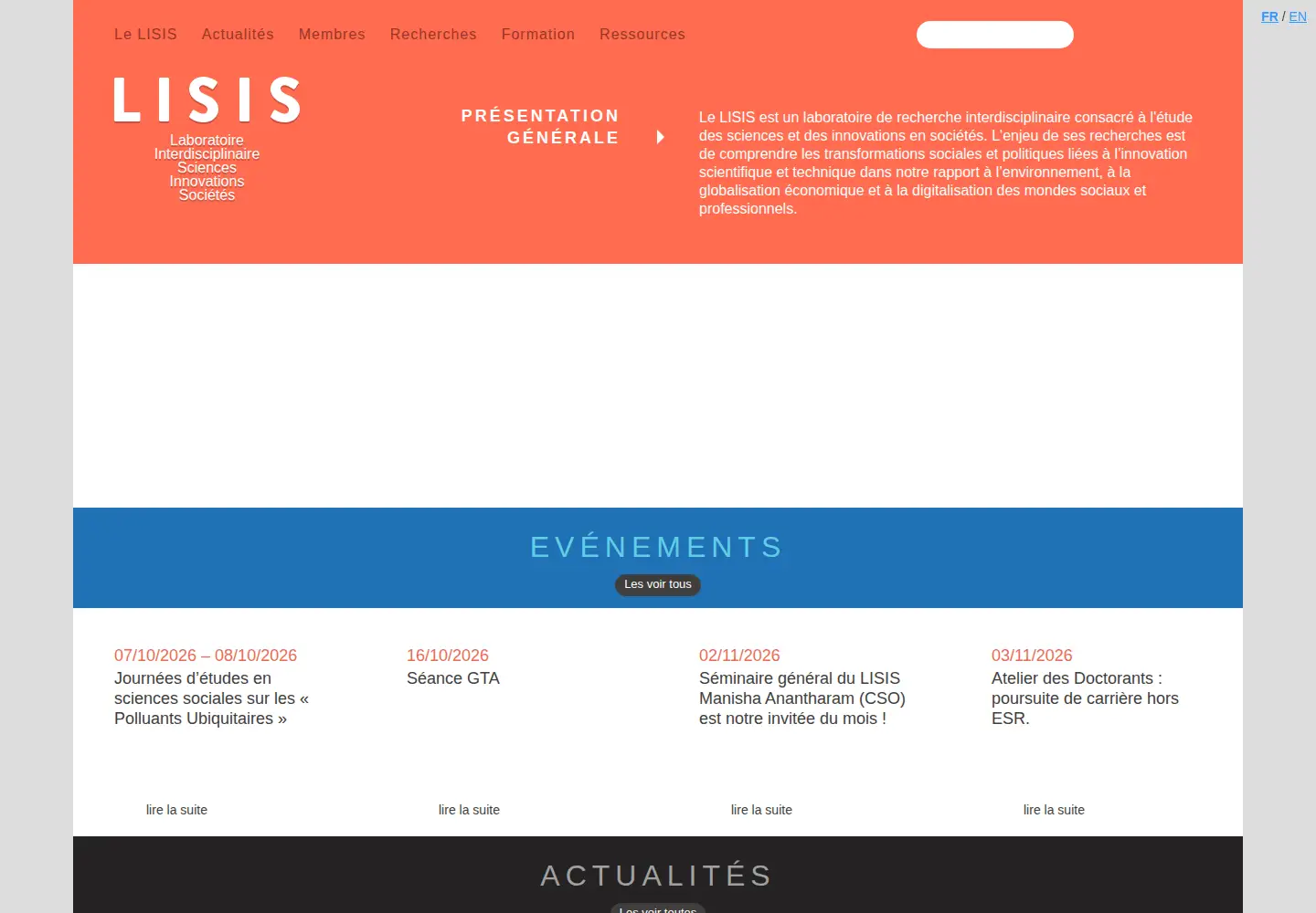 Captured homepage of inra-ifris.org in the current scan