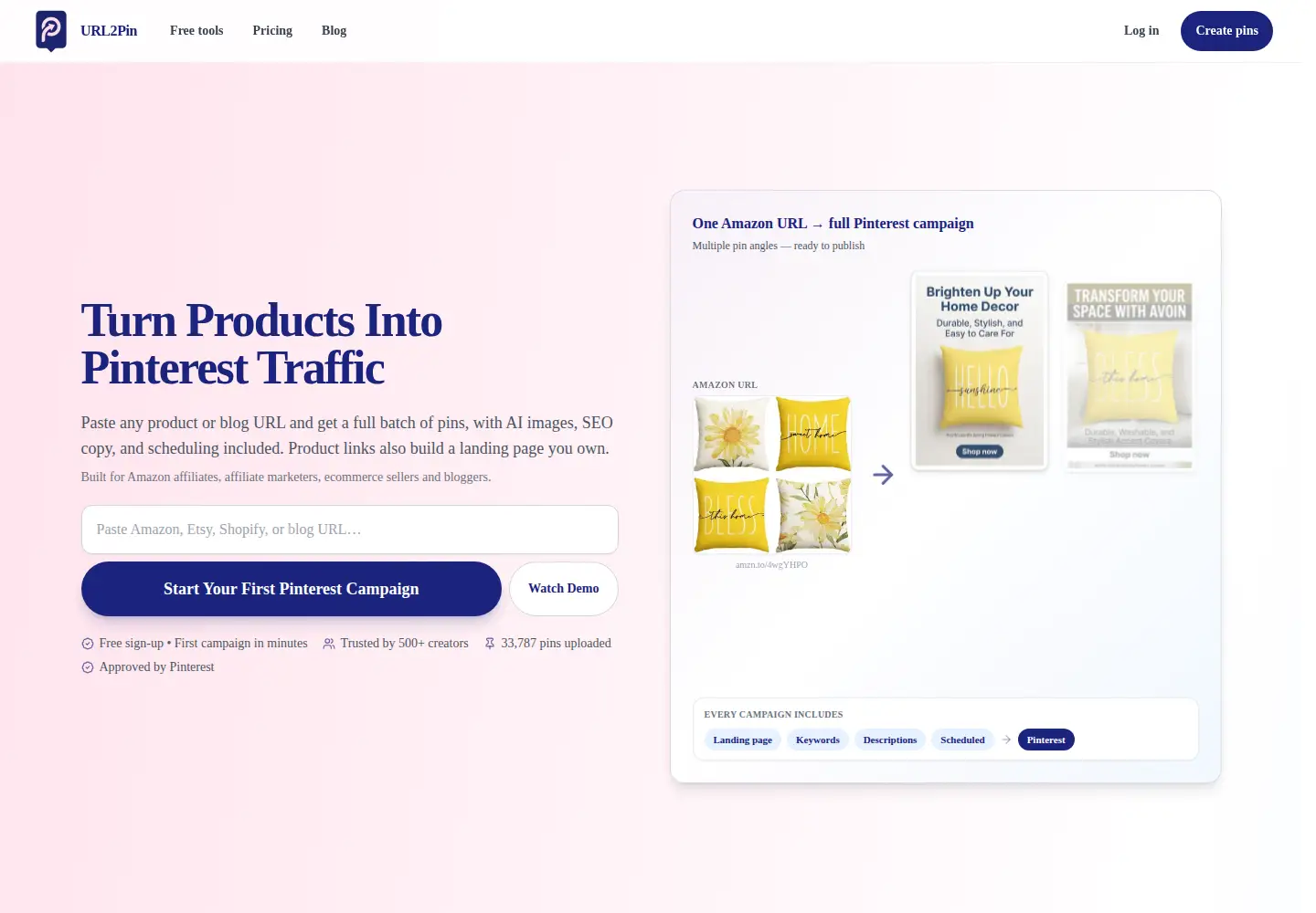 Screenshot of url2pin.com