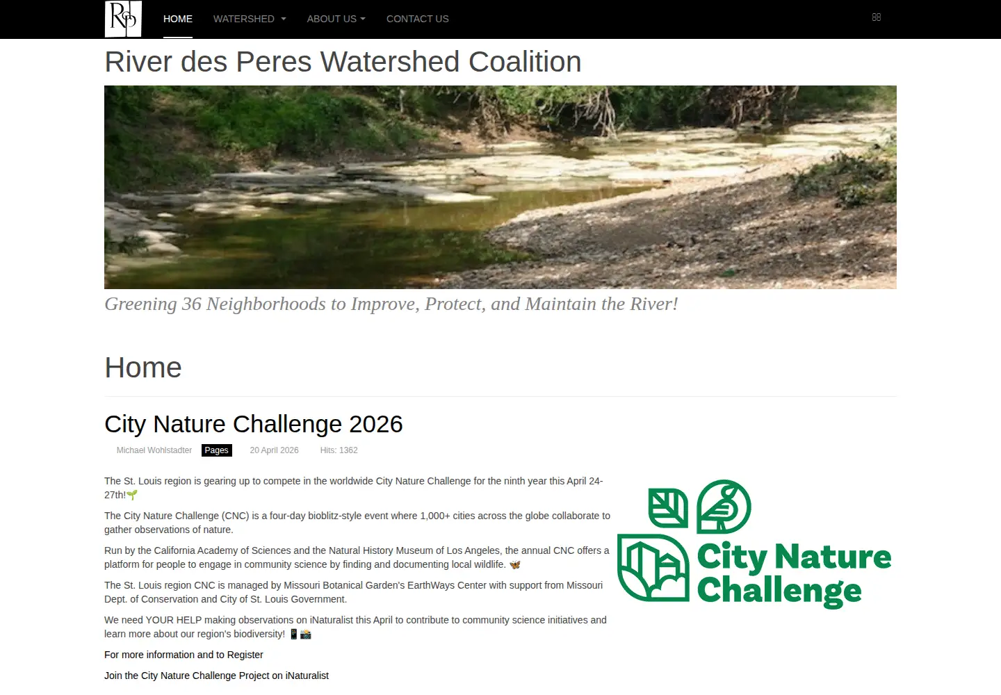 Captured homepage of riverdesperes.org in the current scan