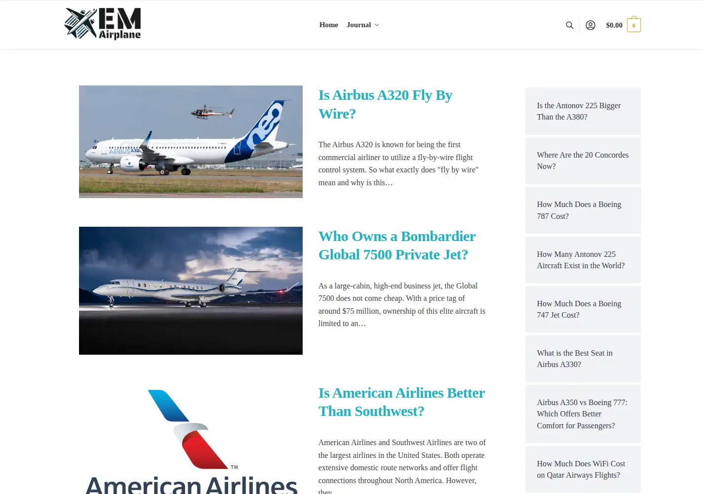 Screenshot of emairplane.com