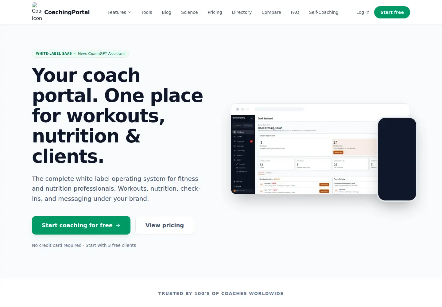 Screenshot of coachingportal.io