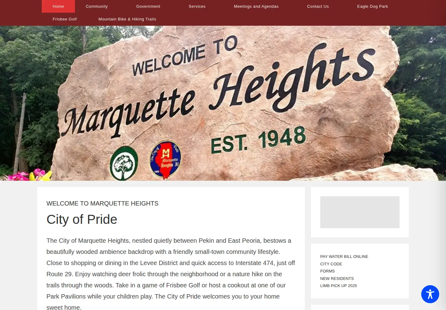Captured homepage of cityofmhgov.org in the current scan