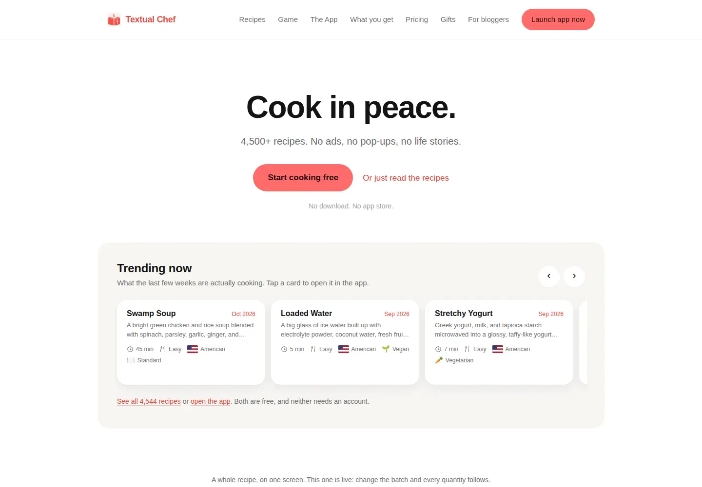 Screenshot of textualchef.com