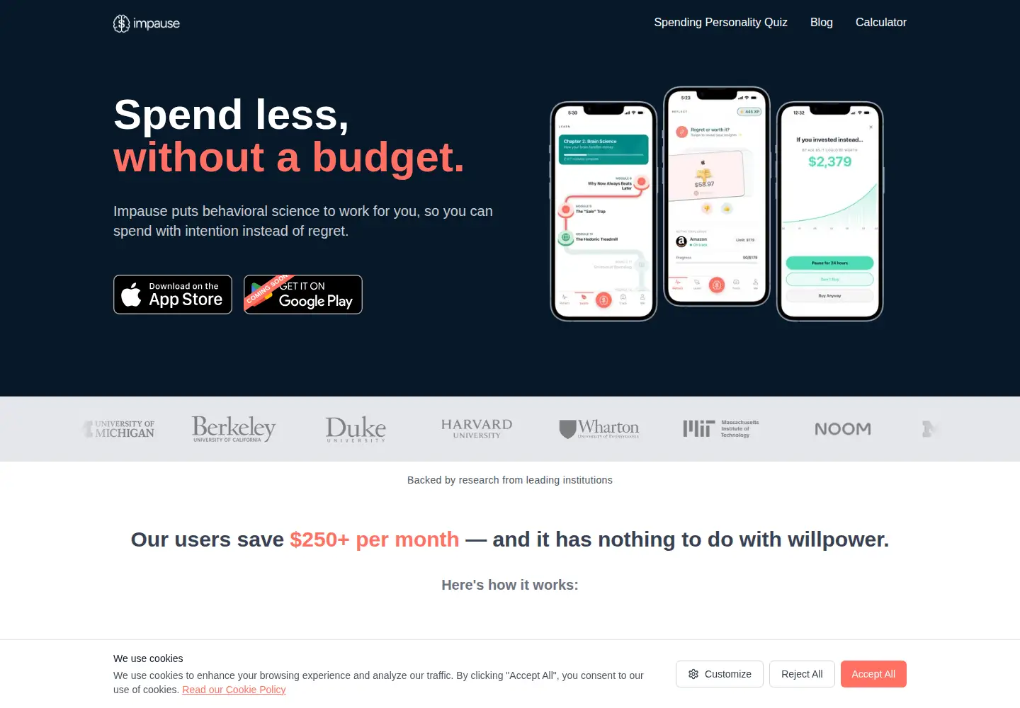 Screenshot of impause.com