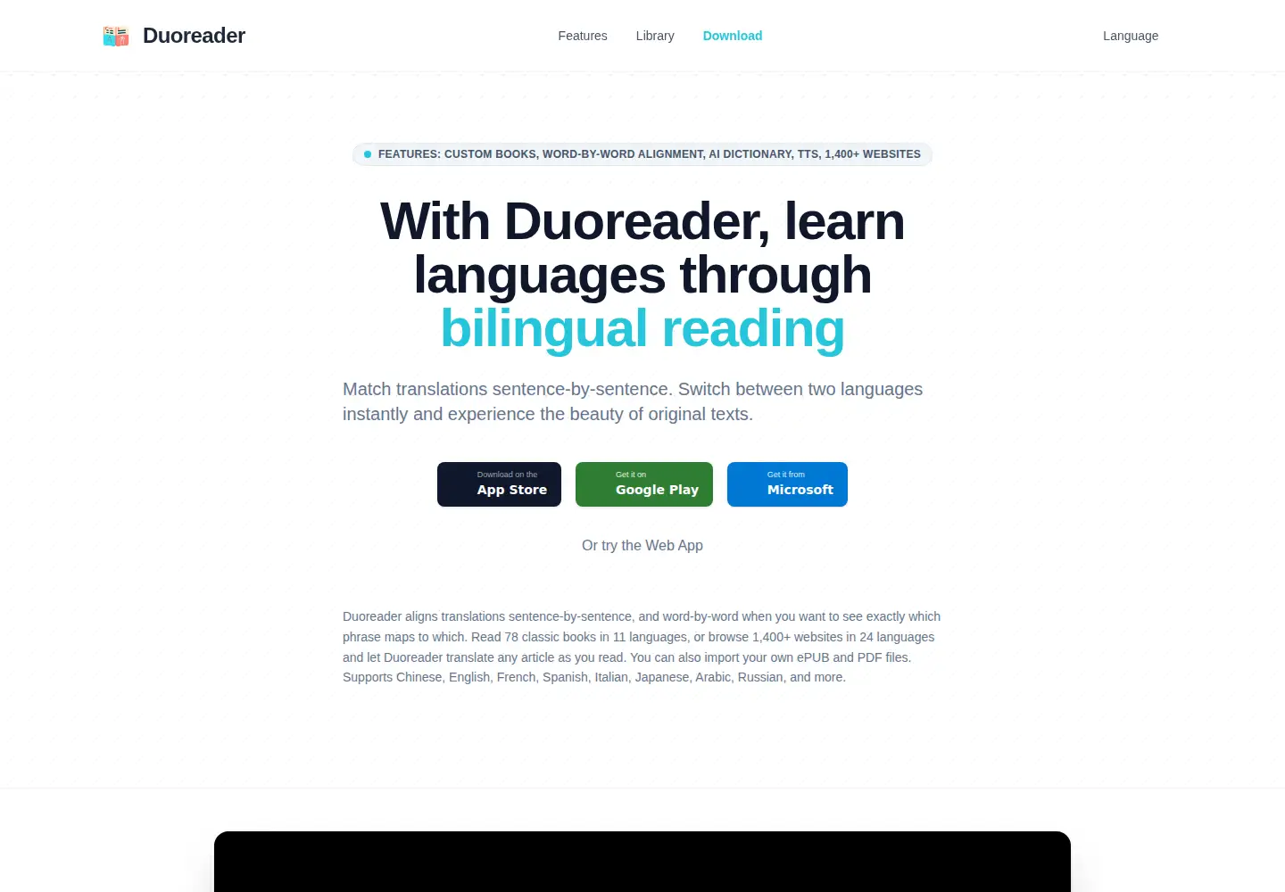 Captured homepage of duoreader.top in the current scan