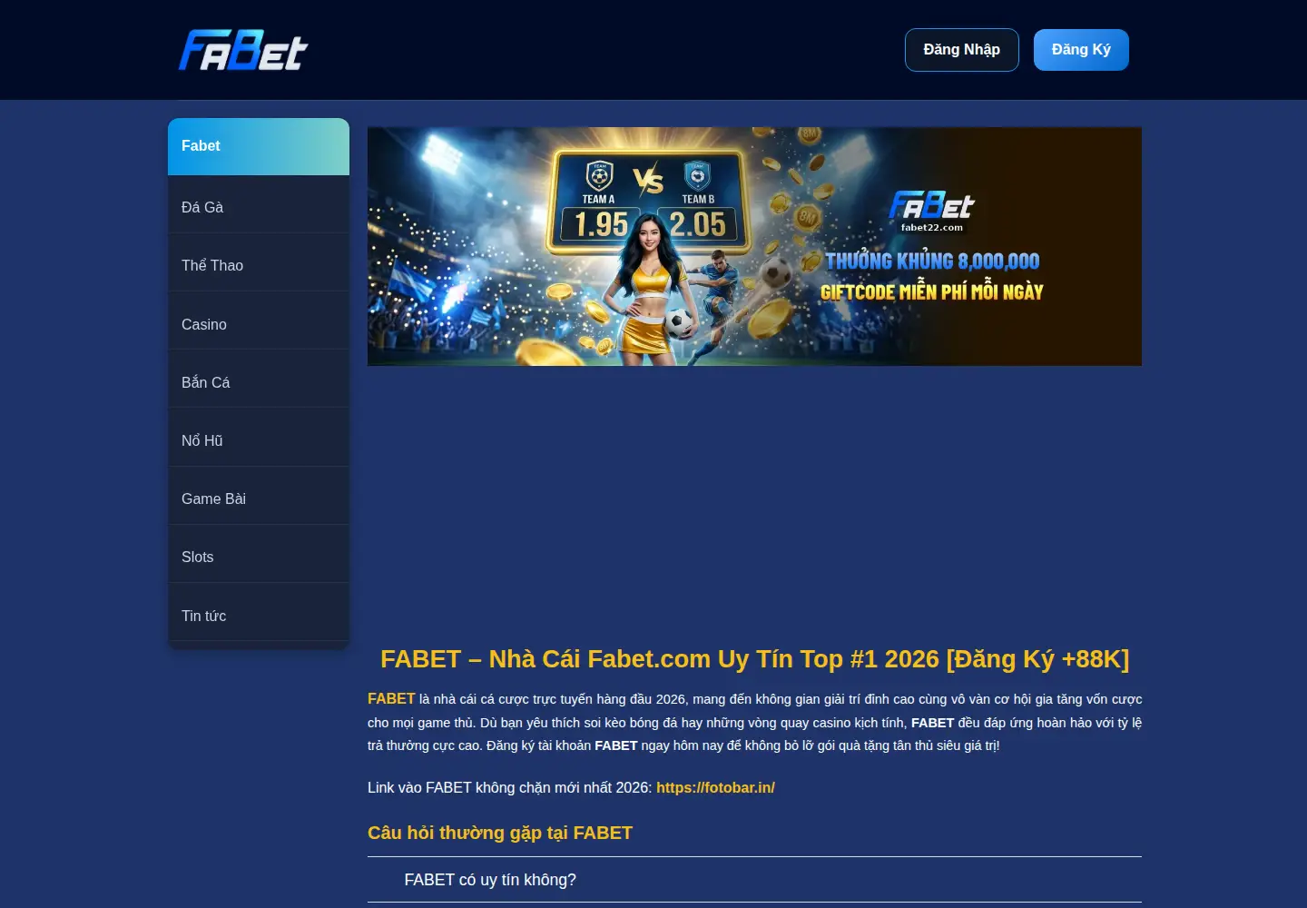 Screenshot of fabet22.com