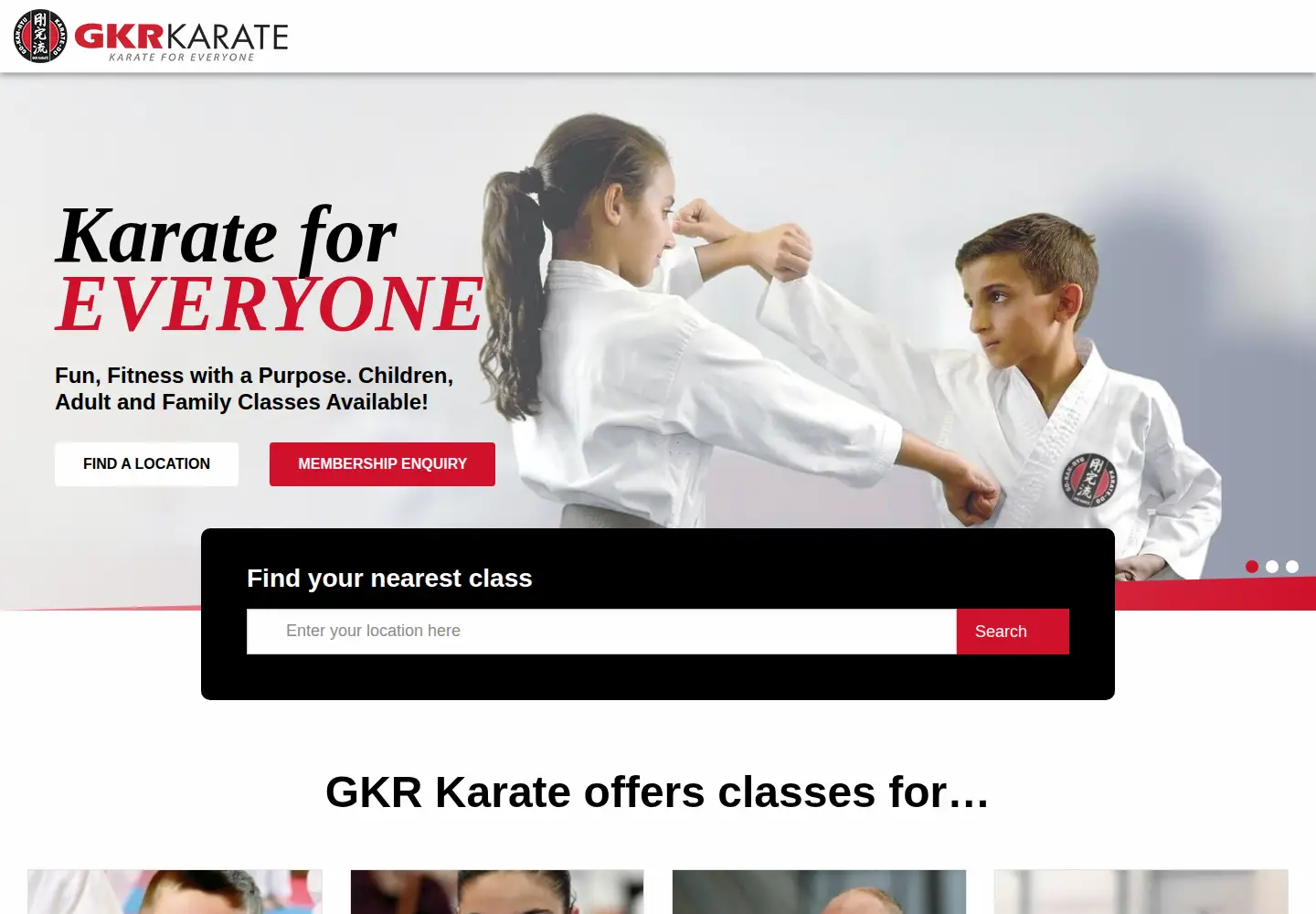 Captured homepage of gkrkarate.com in the current scan