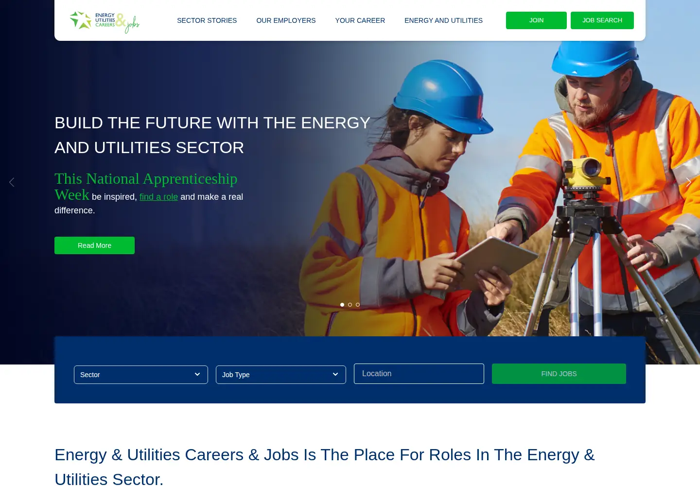 Captured homepage of energyutilitiesjobs.co.uk in the current scan
