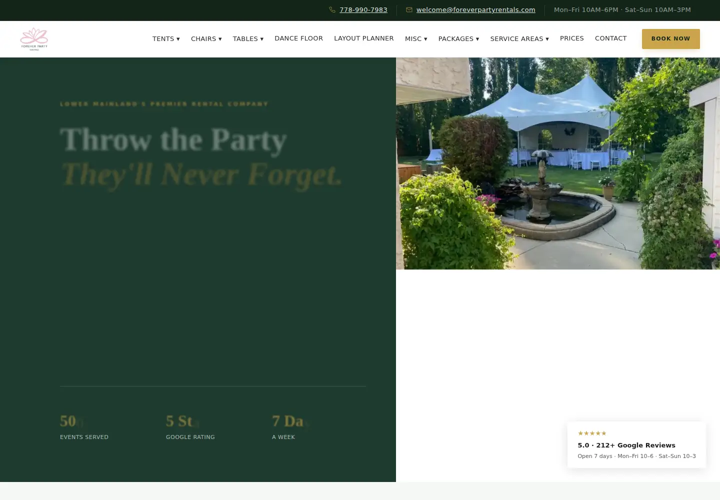 Screenshot of foreverpartyrentals.com