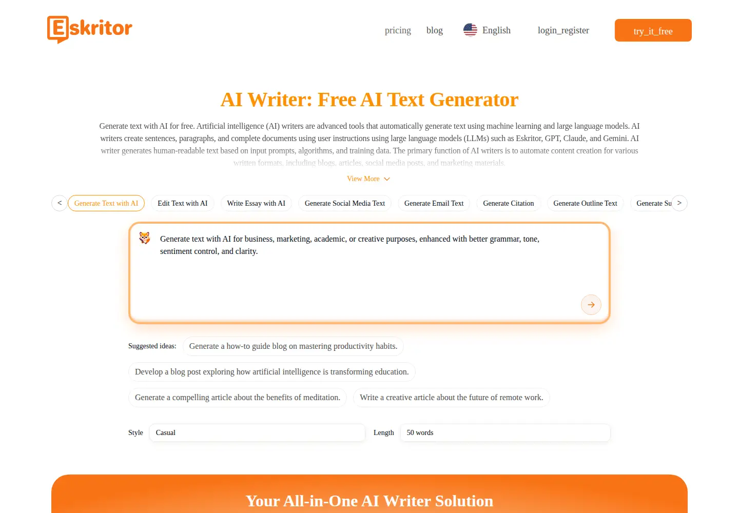 Screenshot of eskritor.com