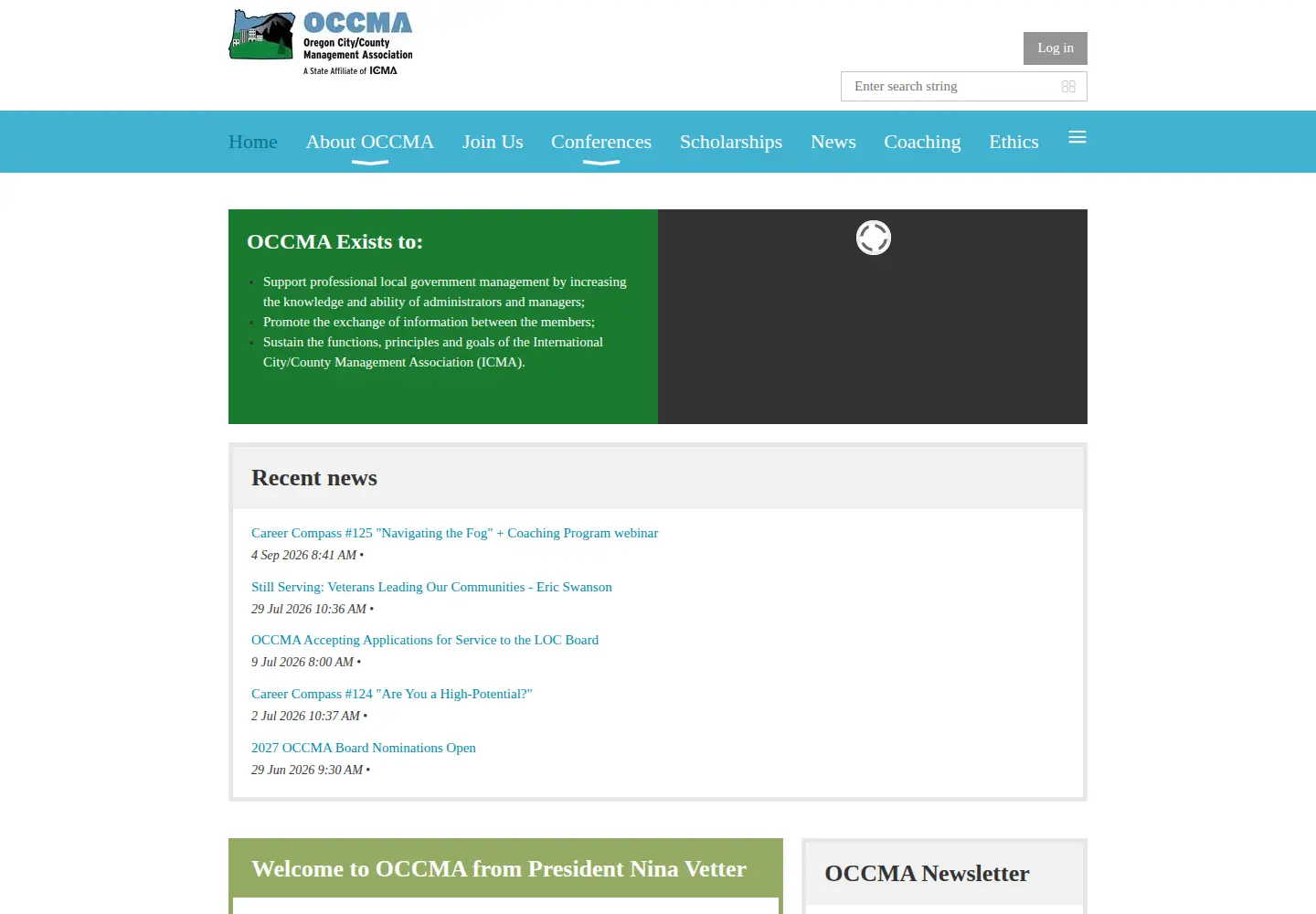 Captured homepage of occma.org in the current scan