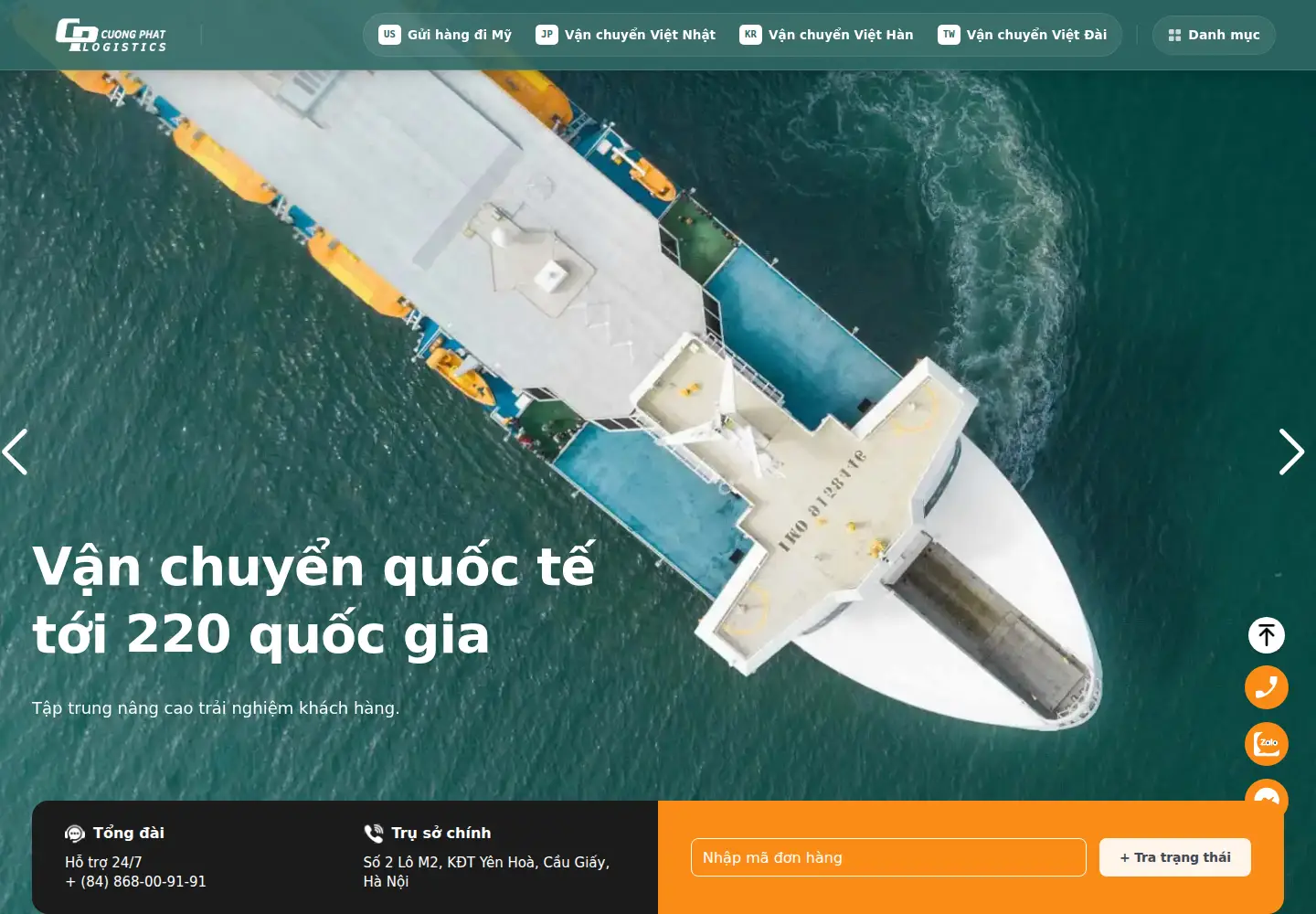 Screenshot of cuongphatlogistics.vn