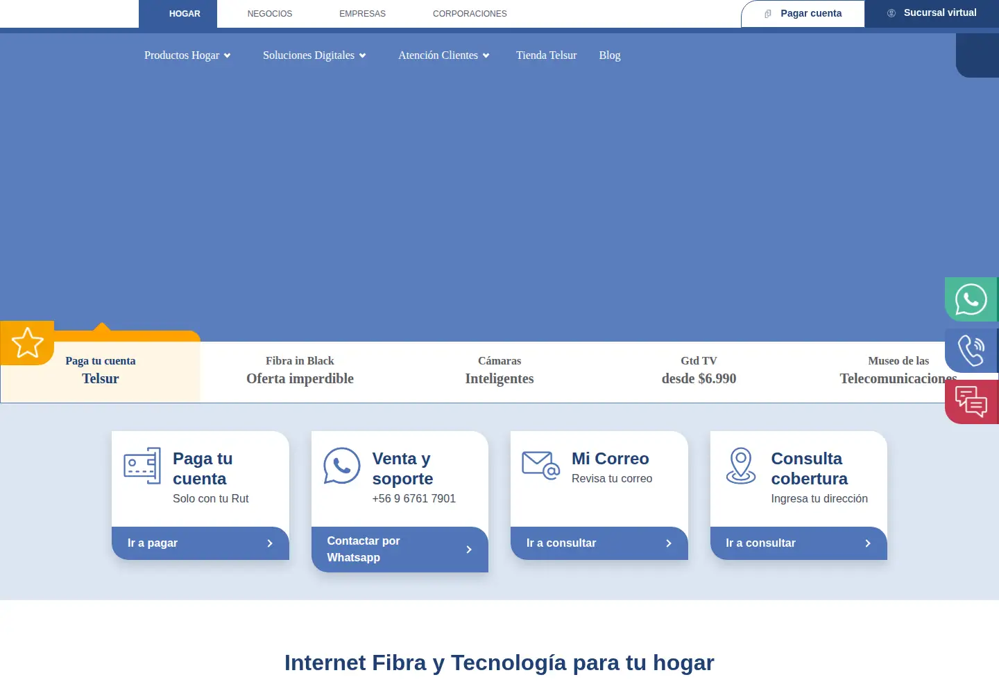 Screenshot of telsur.cl