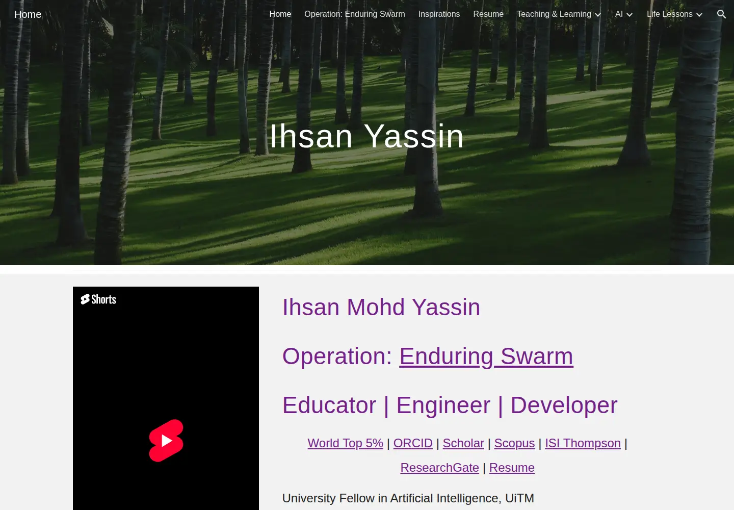 Captured homepage of ihsanyassin.com in the current scan
