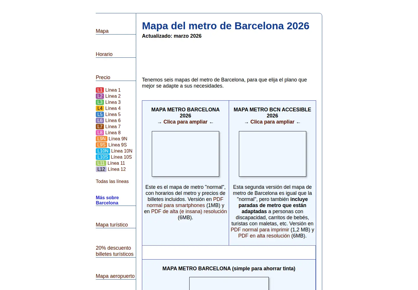 Screenshot of mapametrobarcelona.com
