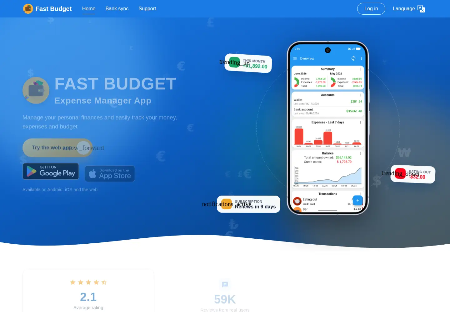 Screenshot of fastbudget.app