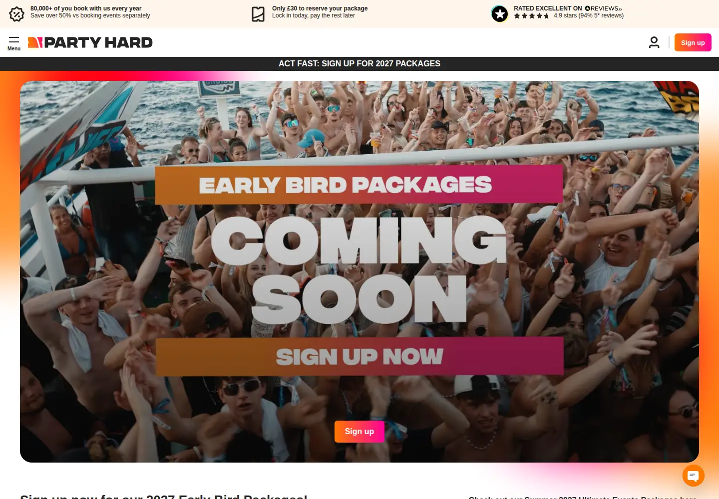 Screenshot of partyhardtravel.com