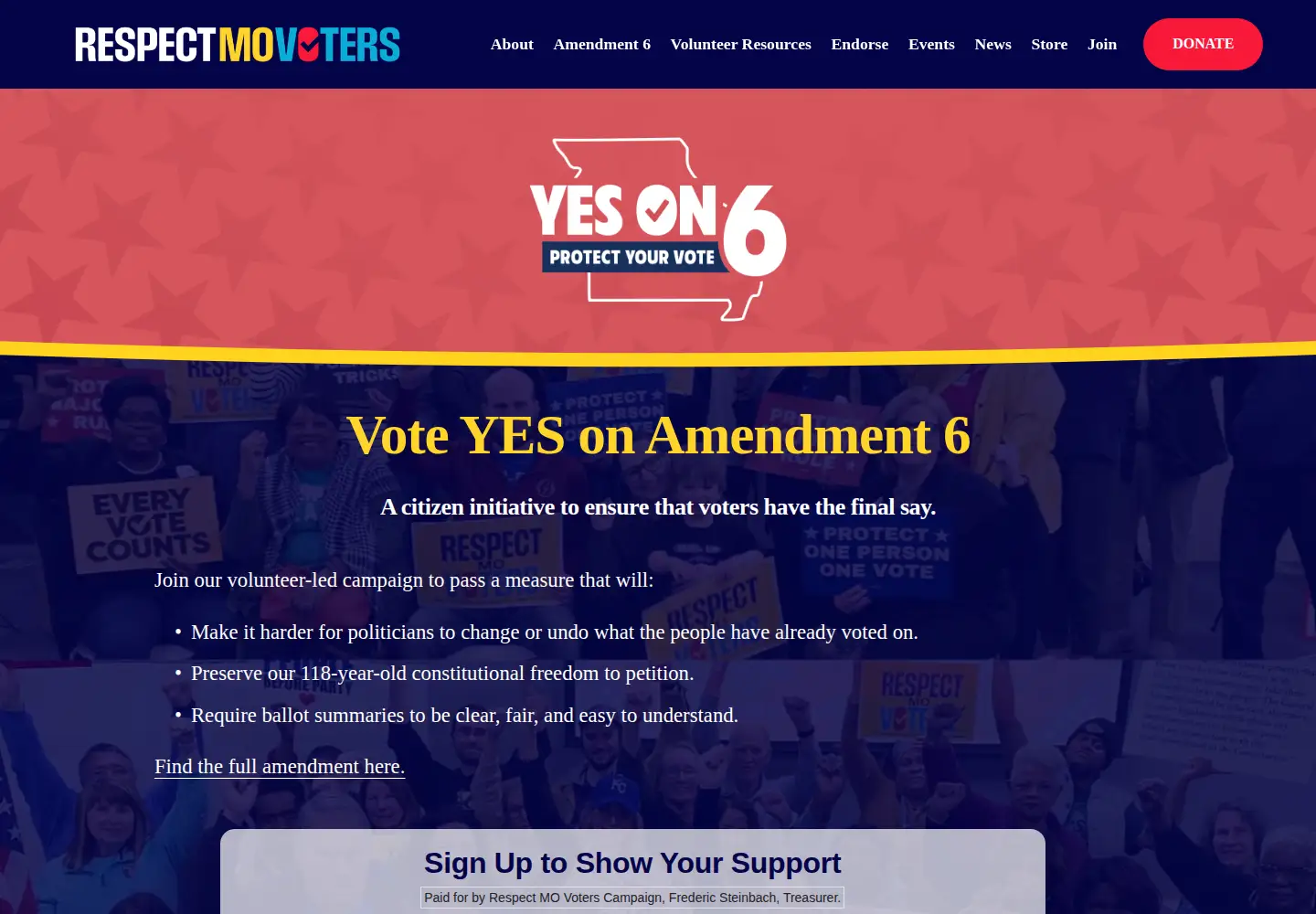 Captured homepage of respectmovoters.org in the current scan