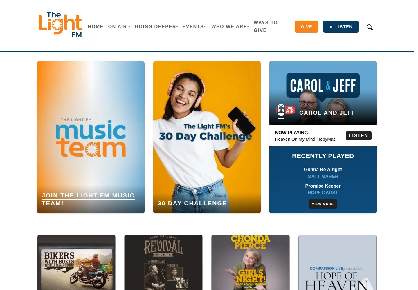 Screenshot of thelightfm.org