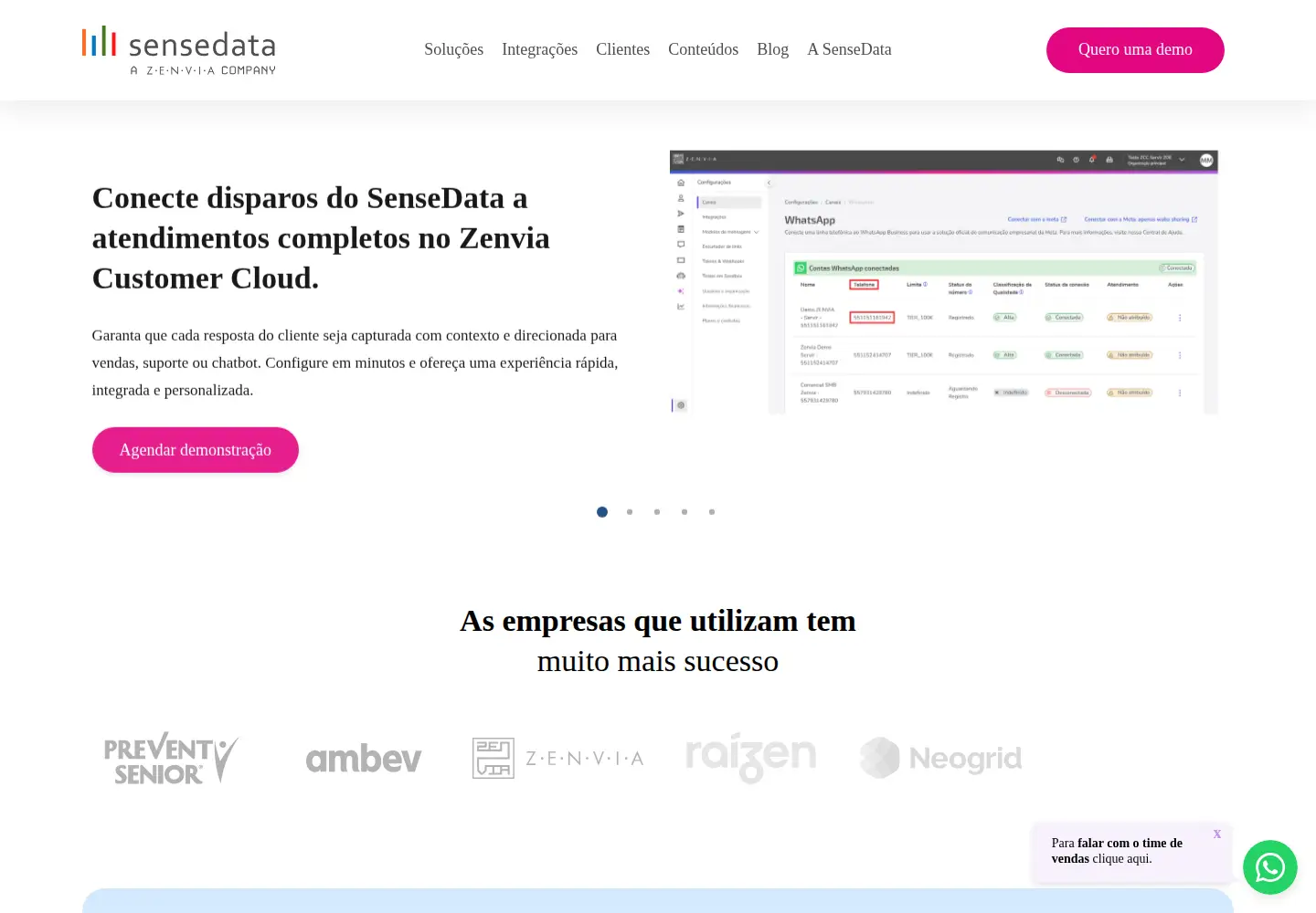 Screenshot of sensedata.com.br