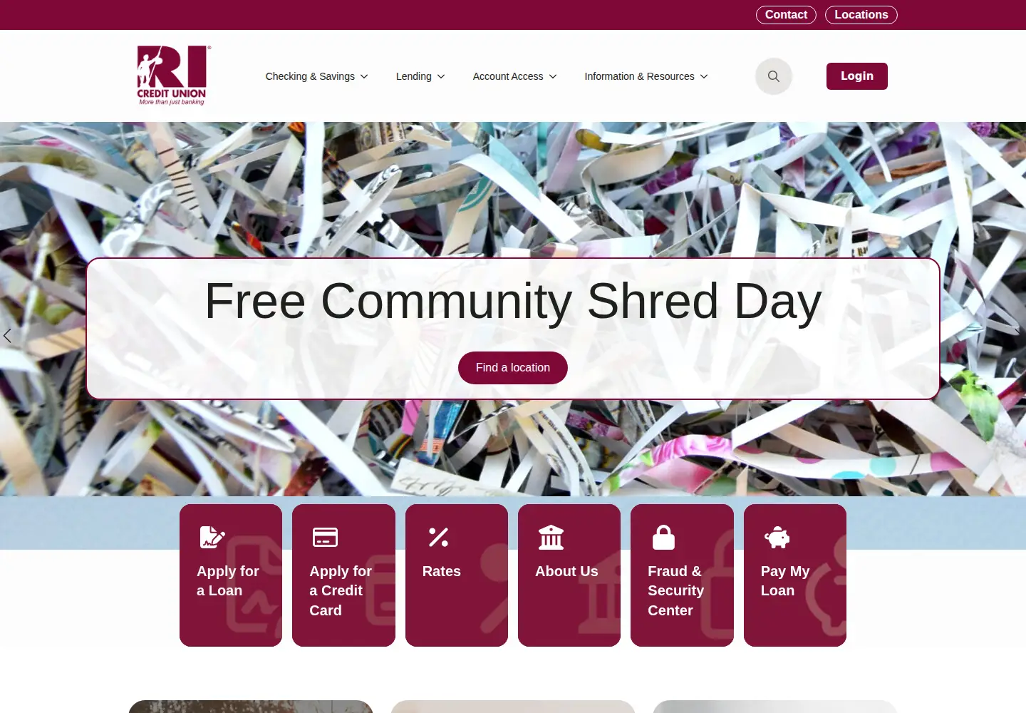 Captured homepage of ricreditunion.org in the current scan