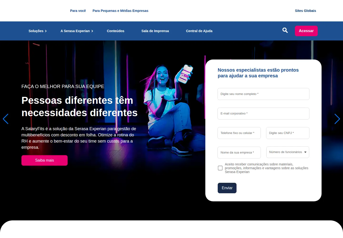 Captured homepage of salaryfits.com.br in the current scan