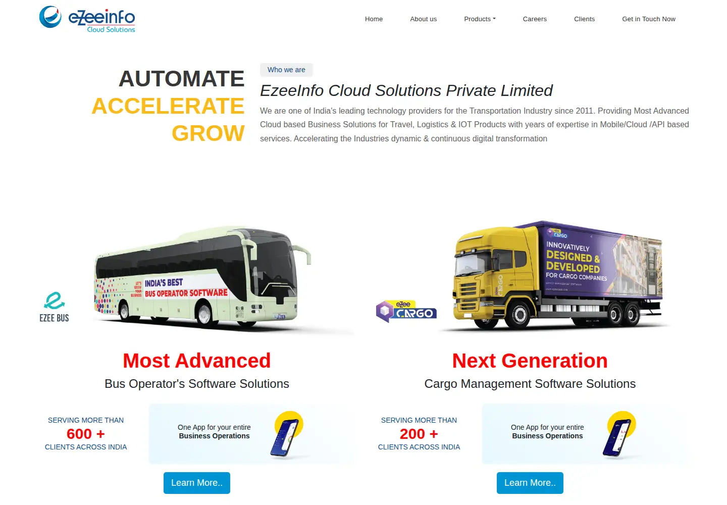 Screenshot of ezeeinfocloudsolutions.com