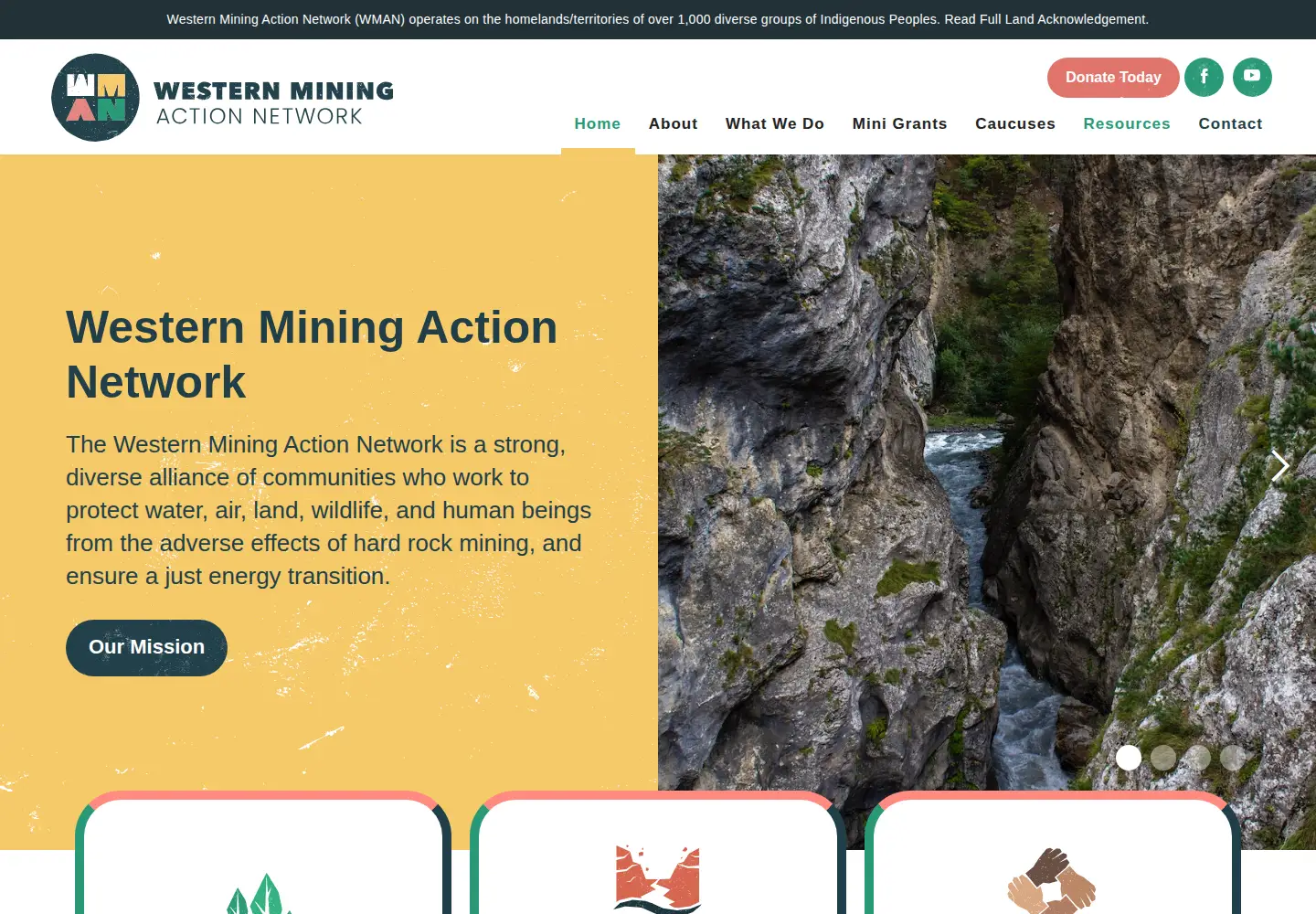 Screenshot of miningactionnetwork.org