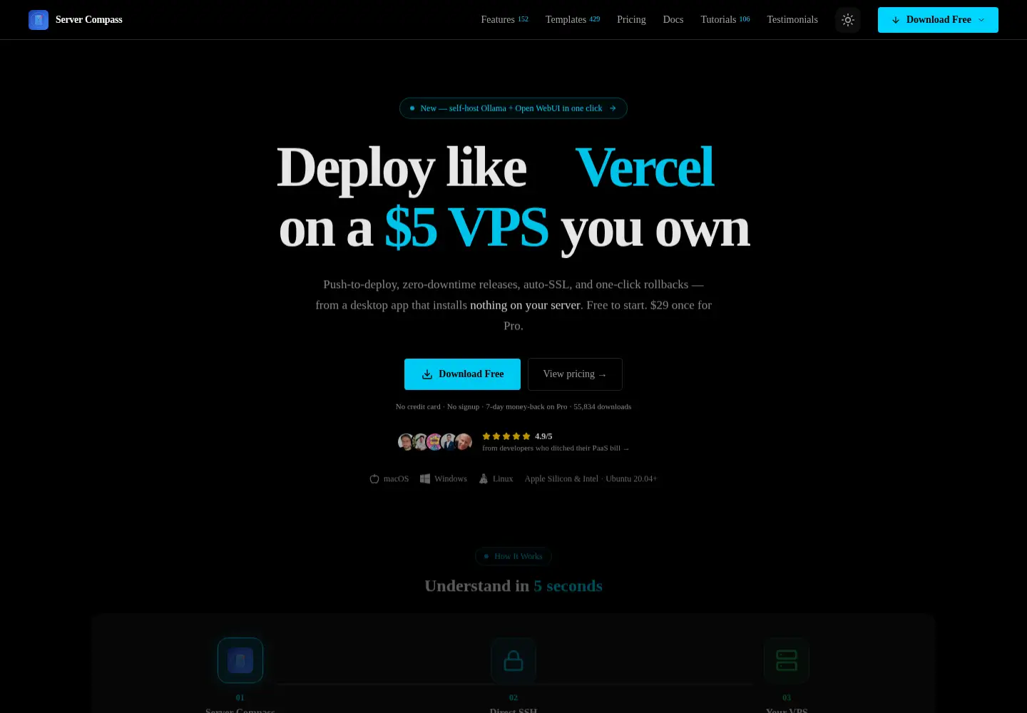 Screenshot of servercompass.app