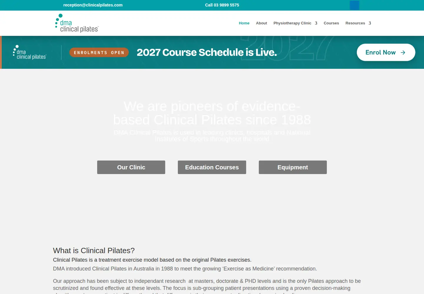 Screenshot of clinicalpilates.com