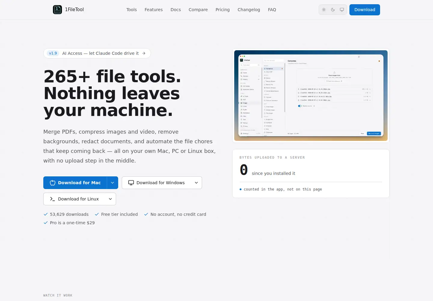 Screenshot of 1filetool.com