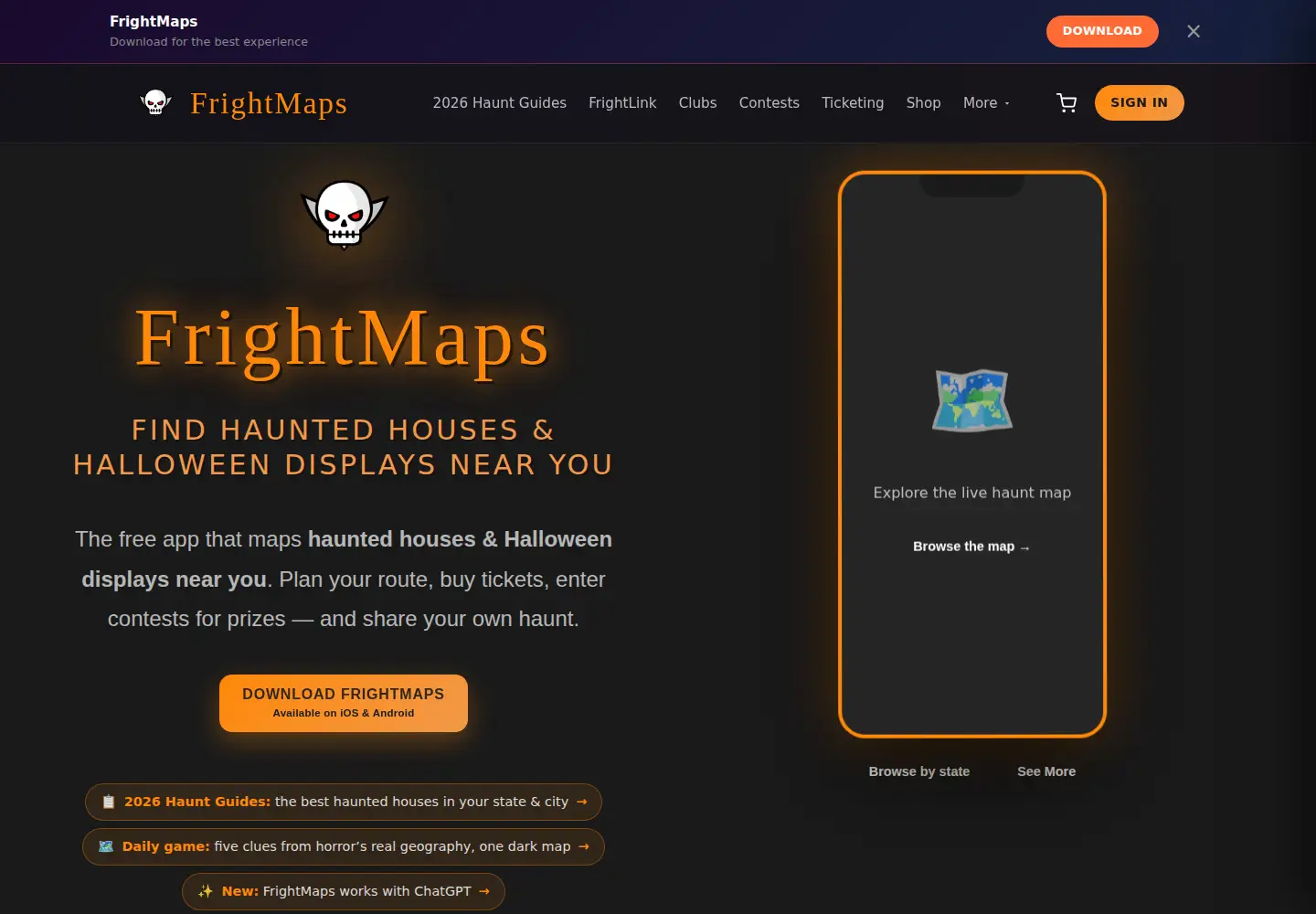 Screenshot of frightmaps.com
