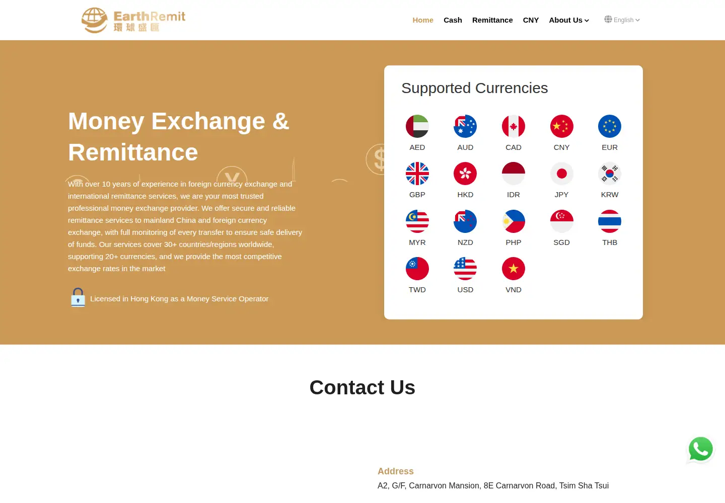 Screenshot of earthremit.com