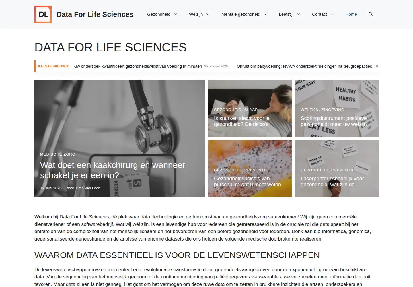 Screenshot of data4lifesciences.nl