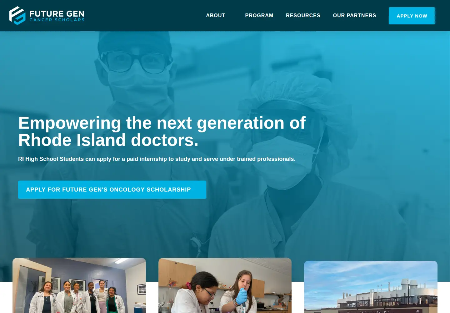 Captured homepage of futuregenri.org in the current scan