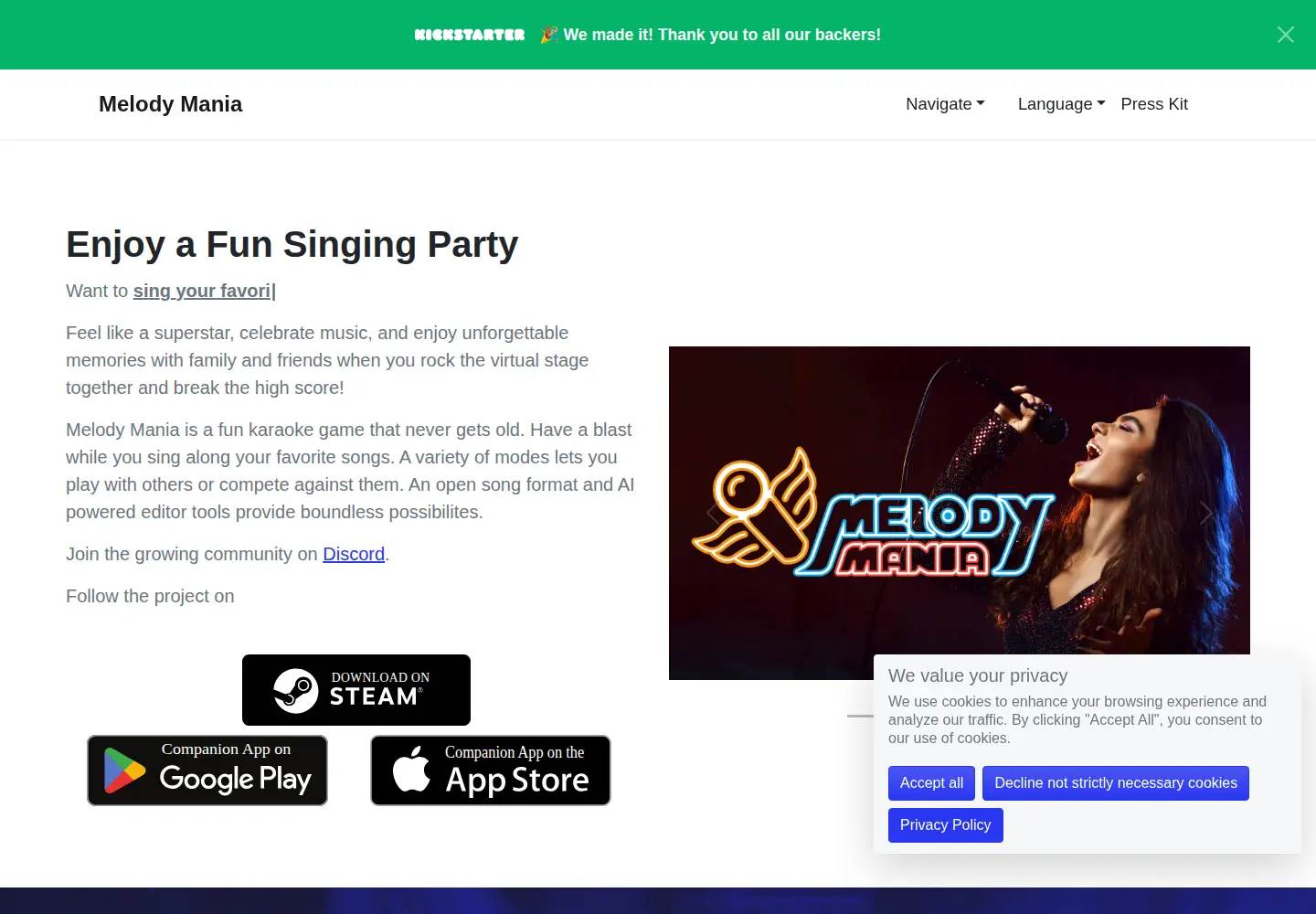 Screenshot of melodymania.org