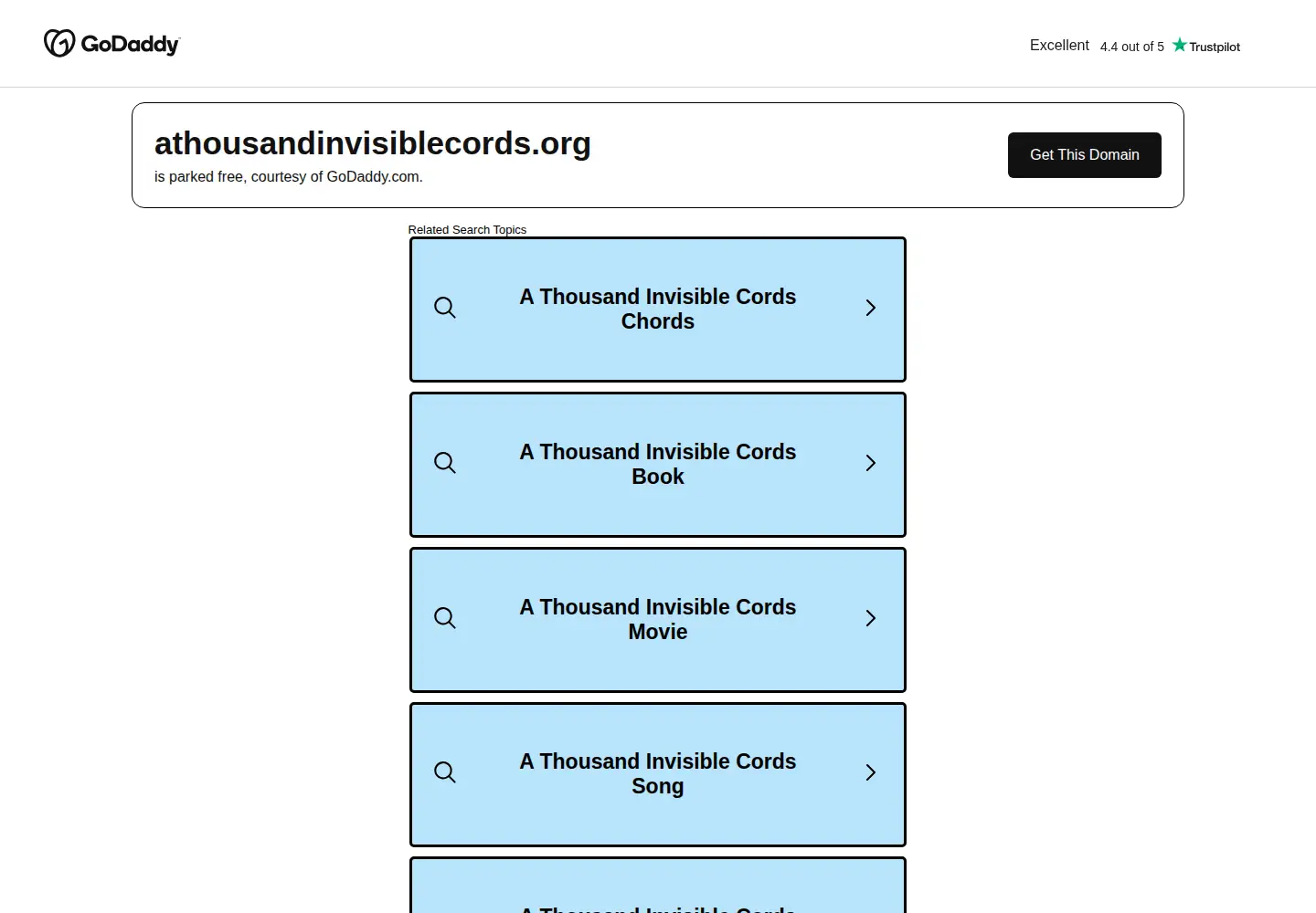 Captured homepage of athousandinvisiblecords.org in the current scan